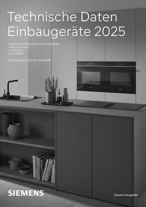 SIEMENS Katalog in Tangstedt (Stormarn) | Technische Daten Einbaugeräte 2025 | 2024-10-29T00:00:00.000Z - 2025-12-31T00:00:00.000Z