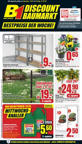 B1 Discount Baumarkt Katalog in Güstrow | B1 Discount Baumarkt flugblatt | 2025-03-15T00:00:00.000Z - 2025-03-21T00:00:00.000Z