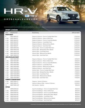 Honda Katalog in Düren | Honda HR-V ZUBEHÖR-PREISLISTE | 2024-04-09T00:00:00.000Z - 2025-04-09T00:00:00.000Z