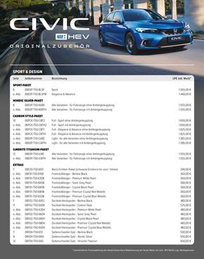 Honda Katalog in Simmern-Hunsrück | Honda CIVIC ZUBEHÖR-PREISLISTE | 2024-04-09T00:00:00.000Z - 2025-04-09T00:00:00.000Z